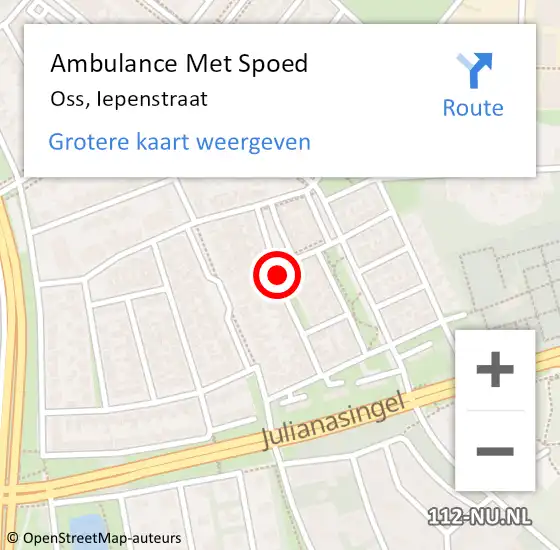 Locatie op kaart van de 112 melding: Ambulance Met Spoed Naar Oss, Iepenstraat op 30 december 2019 13:25