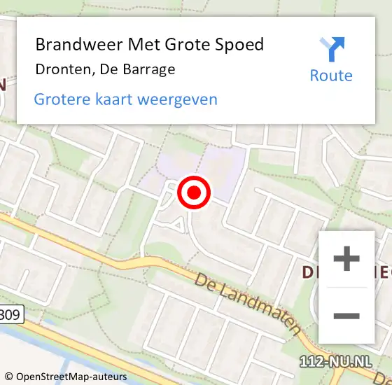 Locatie op kaart van de 112 melding: Brandweer Met Grote Spoed Naar Dronten, De Barrage op 30 december 2019 13:41