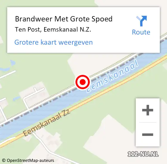 Locatie op kaart van de 112 melding: Brandweer Met Grote Spoed Naar Ten Post, Eemskanaal N.Z. op 30 december 2019 13:56