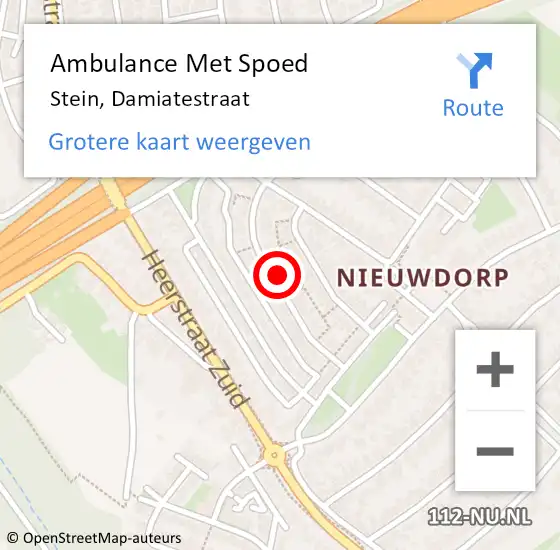 Locatie op kaart van de 112 melding: Ambulance Met Spoed Naar Stein, Damiatestraat op 24 april 2014 11:07