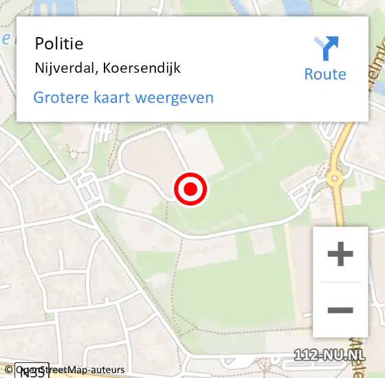 Locatie op kaart van de 112 melding: Politie Nijverdal, Koersendijk op 30 december 2019 14:01