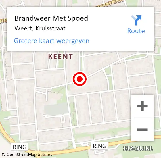 Locatie op kaart van de 112 melding: Brandweer Met Spoed Naar Weert, Kruisstraat op 30 december 2019 14:32