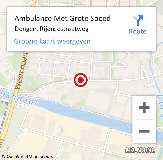 Locatie op kaart van de 112 melding: Ambulance Met Grote Spoed Naar Dongen, Rijensestraatweg op 30 december 2019 14:46