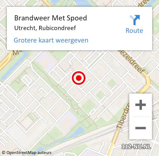Locatie op kaart van de 112 melding: Brandweer Met Spoed Naar Utrecht, Rubicondreef op 30 december 2019 15:03