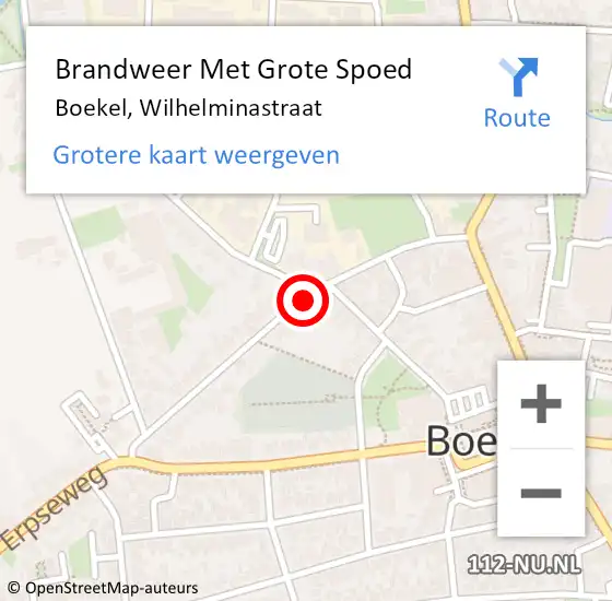 Locatie op kaart van de 112 melding: Brandweer Met Grote Spoed Naar Boekel, Wilhelminastraat op 30 december 2019 15:43