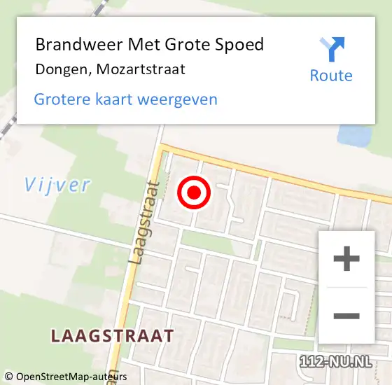 Locatie op kaart van de 112 melding: Brandweer Met Grote Spoed Naar Dongen, Mozartstraat op 30 december 2019 15:50