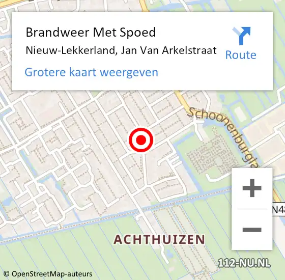 Locatie op kaart van de 112 melding: Brandweer Met Spoed Naar Nieuw-Lekkerland, Jan Van Arkelstraat op 30 december 2019 16:28