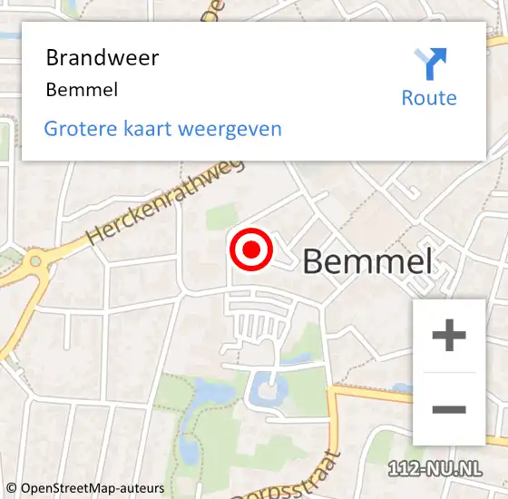 Locatie op kaart van de 112 melding: Brandweer Bemmel op 30 december 2019 16:52