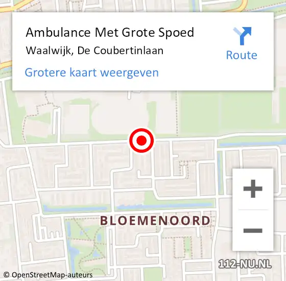 Locatie op kaart van de 112 melding: Ambulance Met Grote Spoed Naar Waalwijk, De Coubertinlaan op 30 december 2019 17:01