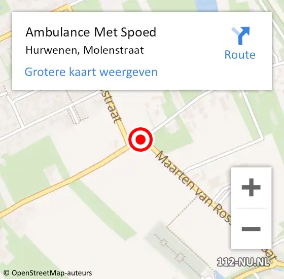 Locatie op kaart van de 112 melding: Ambulance Met Spoed Naar Hurwenen, Molenstraat op 30 december 2019 18:23