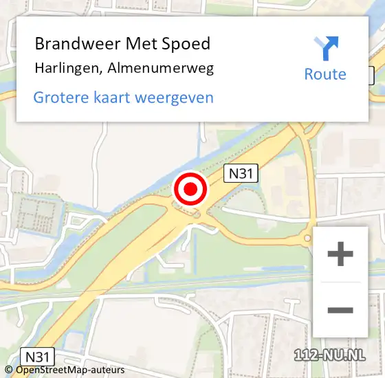 Locatie op kaart van de 112 melding: Brandweer Met Spoed Naar Harlingen, Almenumerweg op 30 december 2019 18:45