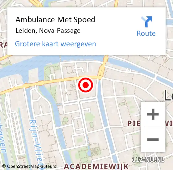 Locatie op kaart van de 112 melding: Ambulance Met Spoed Naar Leiden, Nova-Passage op 30 december 2019 18:52