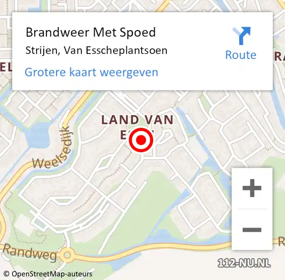 Locatie op kaart van de 112 melding: Brandweer Met Spoed Naar Strijen, Van Esscheplantsoen op 30 december 2019 19:35