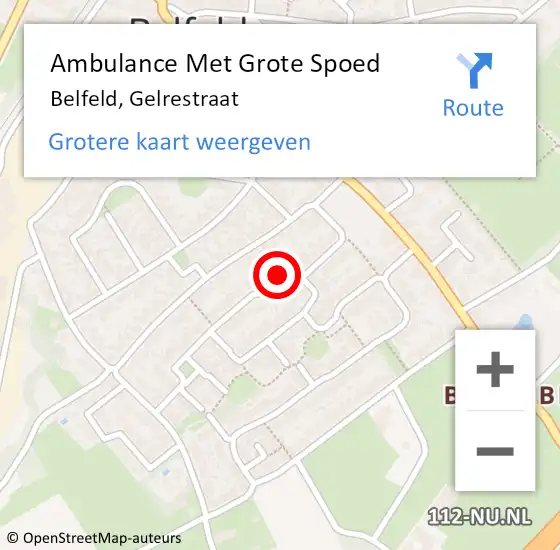 Locatie op kaart van de 112 melding: Ambulance Met Grote Spoed Naar Belfeld, Gelrestraat op 30 december 2019 20:04