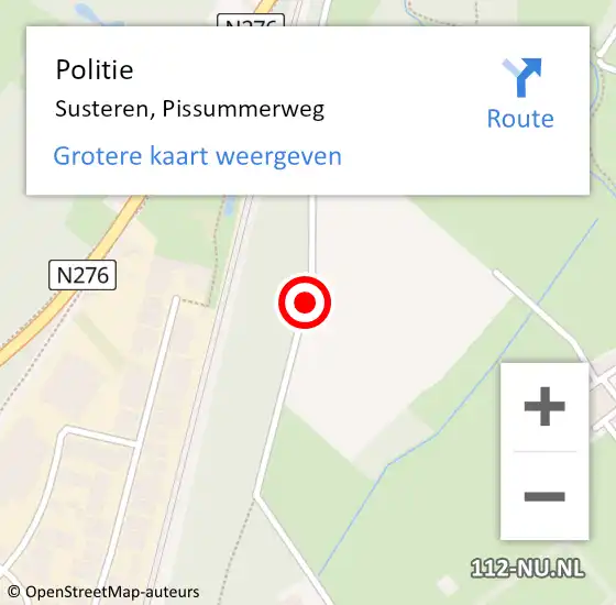 Locatie op kaart van de 112 melding: Politie Susteren, Pissummerweg op 30 december 2019 20:34