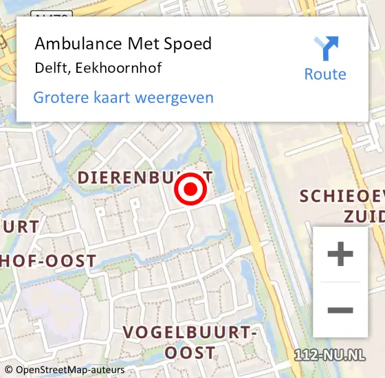 Locatie op kaart van de 112 melding: Ambulance Met Spoed Naar Delft, Eekhoornhof op 30 december 2019 21:02