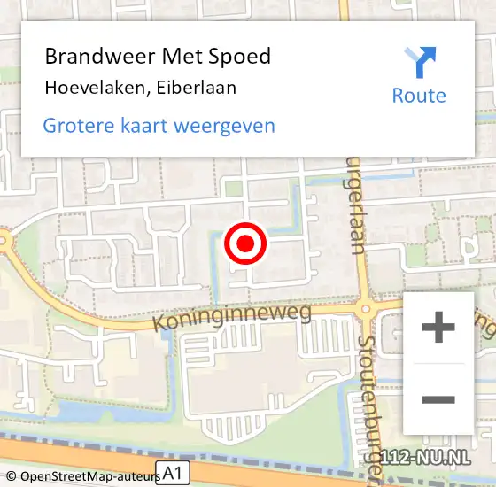 Locatie op kaart van de 112 melding: Brandweer Met Spoed Naar Hoevelaken, Eiberlaan op 30 december 2019 21:08