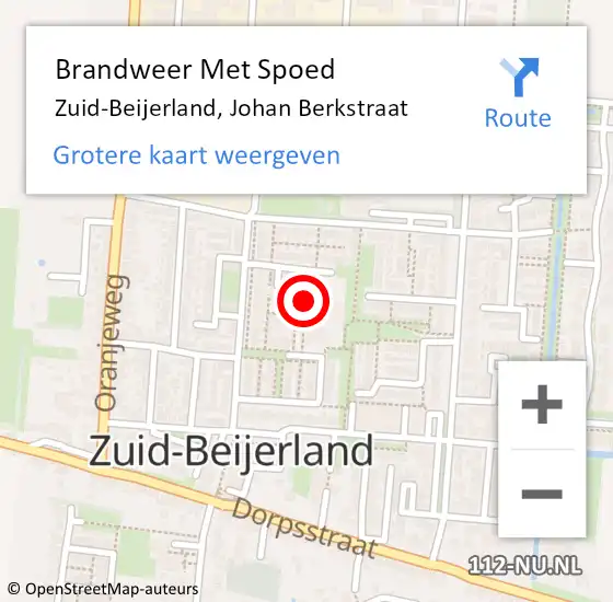 Locatie op kaart van de 112 melding: Brandweer Met Spoed Naar Zuid-Beijerland, Johan Berkstraat op 30 december 2019 21:48