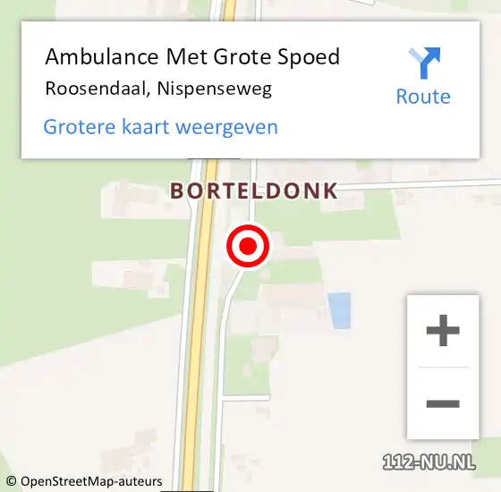 Locatie op kaart van de 112 melding: Ambulance Met Grote Spoed Naar Roosendaal, Nispenseweg op 30 december 2019 21:50