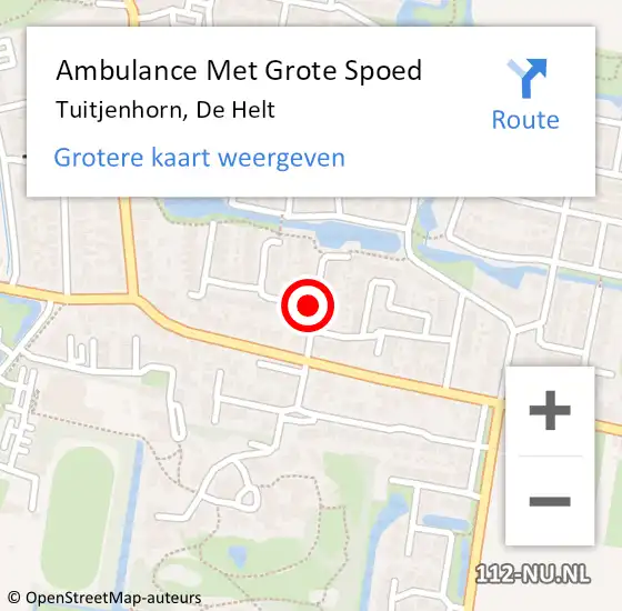 Locatie op kaart van de 112 melding: Ambulance Met Grote Spoed Naar Tuitjenhorn, De Helt op 30 december 2019 21:55