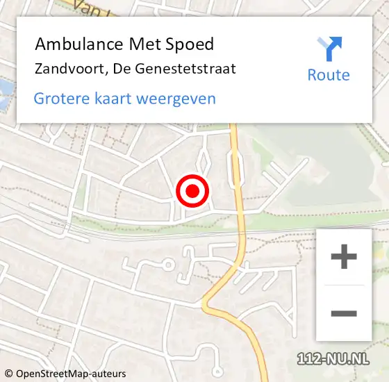 Locatie op kaart van de 112 melding: Ambulance Met Spoed Naar Zandvoort, De Genestetstraat op 30 december 2019 22:37