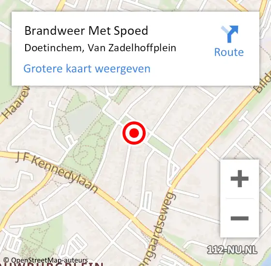 Locatie op kaart van de 112 melding: Brandweer Met Spoed Naar Doetinchem, Van Zadelhoffplein op 30 december 2019 23:55