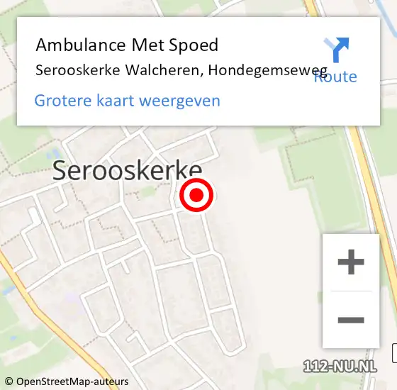 Locatie op kaart van de 112 melding: Ambulance Met Spoed Naar Serooskerke Walcheren, Hondegemseweg op 24 april 2014 12:01