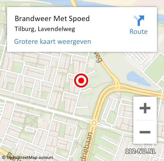 Locatie op kaart van de 112 melding: Brandweer Met Spoed Naar Tilburg, Lavendelweg op 31 december 2019 00:55