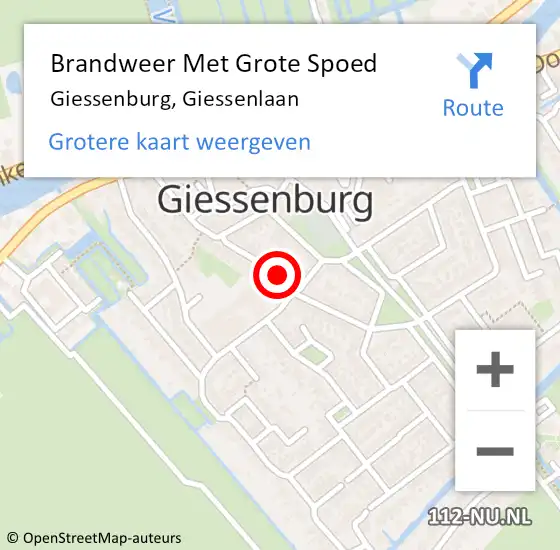 Locatie op kaart van de 112 melding: Brandweer Met Grote Spoed Naar Giessenburg, Giessenlaan op 31 december 2019 01:11