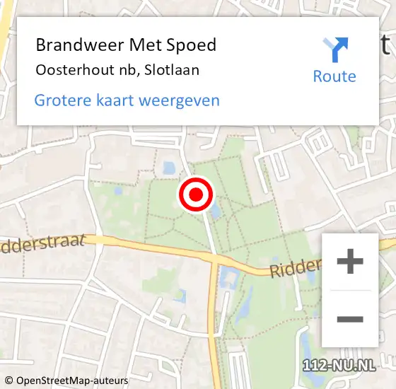 Locatie op kaart van de 112 melding: Brandweer Met Spoed Naar Oosterhout nb, Slotlaan op 31 december 2019 01:29