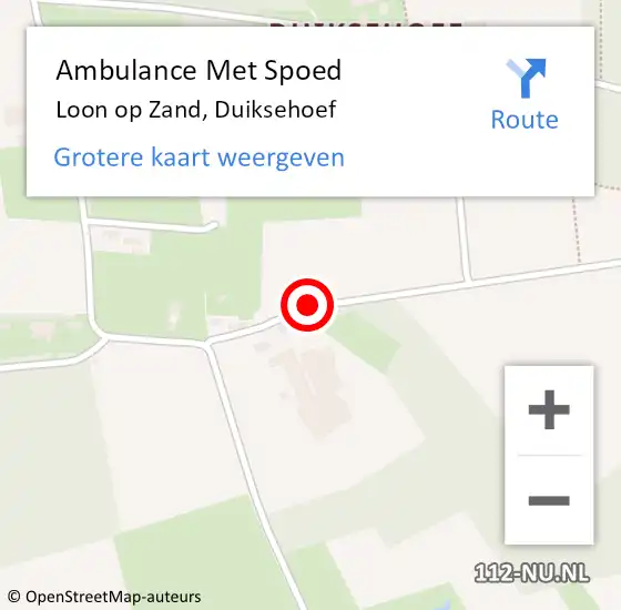 Locatie op kaart van de 112 melding: Ambulance Met Spoed Naar Loon op Zand, Duiksehoef op 31 december 2019 02:30