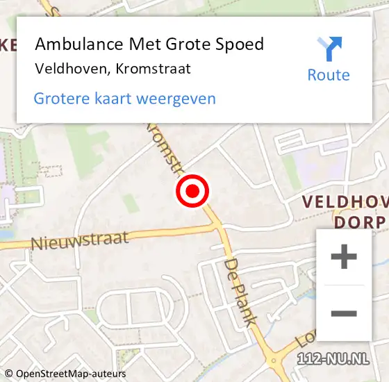 Locatie op kaart van de 112 melding: Ambulance Met Grote Spoed Naar Veldhoven, Kromstraat op 31 december 2019 03:01