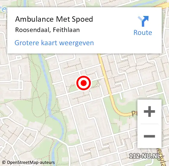Locatie op kaart van de 112 melding: Ambulance Met Spoed Naar Roosendaal, Feithlaan op 31 december 2019 03:55
