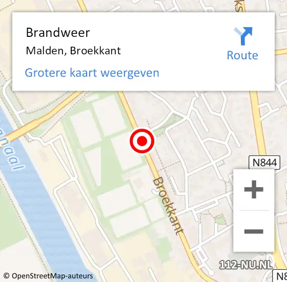 Locatie op kaart van de 112 melding: Brandweer Malden, Broekkant op 31 december 2019 03:57