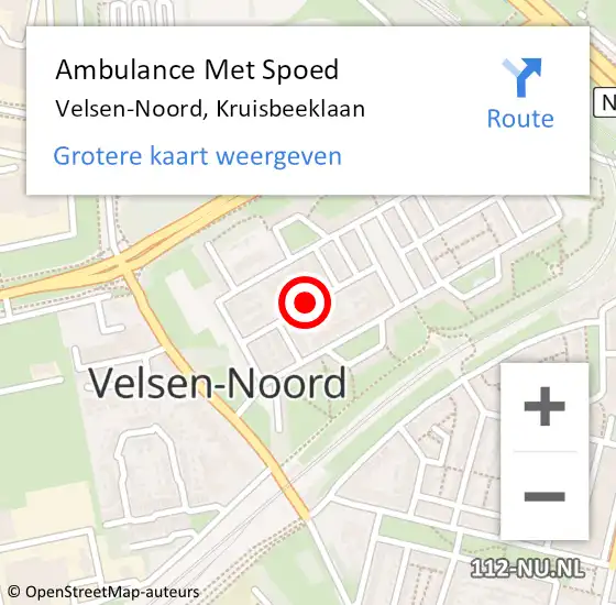 Locatie op kaart van de 112 melding: Ambulance Met Spoed Naar Velsen-Noord, Kruisbeeklaan op 31 december 2019 06:26