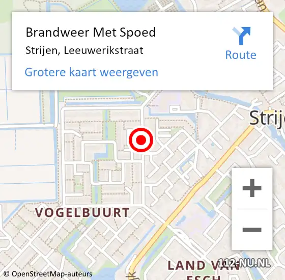 Locatie op kaart van de 112 melding: Brandweer Met Spoed Naar Strijen, Leeuwerikstraat op 31 december 2019 07:17