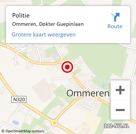 Locatie op kaart van de 112 melding: Politie Ommeren, Dokter Guepinlaan op 31 december 2019 07:53