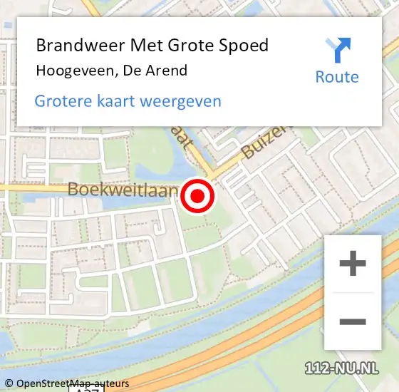 Locatie op kaart van de 112 melding: Brandweer Met Grote Spoed Naar Hoogeveen, De Arend op 31 december 2019 08:57