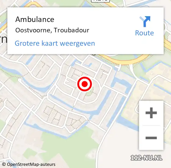 Locatie op kaart van de 112 melding: Ambulance Oostvoorne, Troubadour op 31 december 2019 09:01