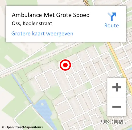 Locatie op kaart van de 112 melding: Ambulance Met Grote Spoed Naar Oss, Koolenstraat op 31 december 2019 09:49