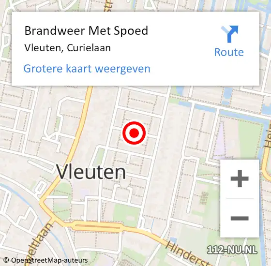 Locatie op kaart van de 112 melding: Brandweer Met Spoed Naar Vleuten, Curielaan op 31 december 2019 10:22