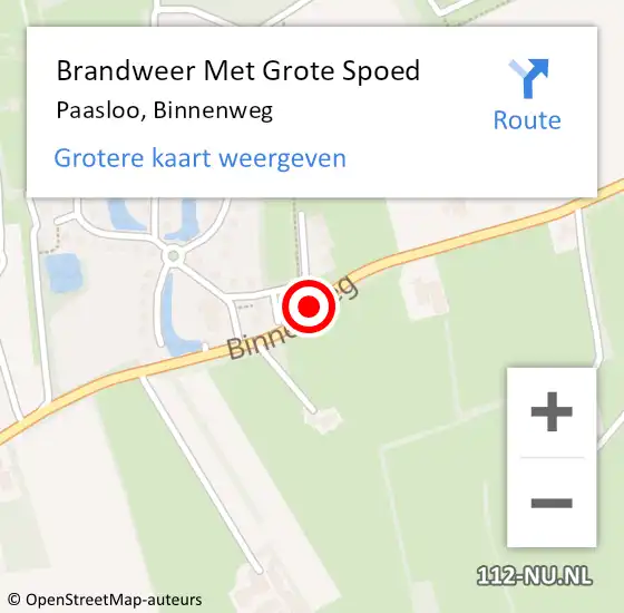 Locatie op kaart van de 112 melding: Brandweer Met Grote Spoed Naar Paasloo, Binnenweg op 31 december 2019 10:46