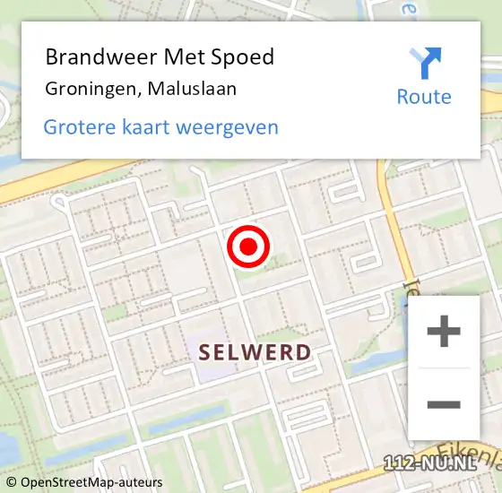 Locatie op kaart van de 112 melding: Brandweer Met Spoed Naar Groningen, Maluslaan op 31 december 2019 11:39