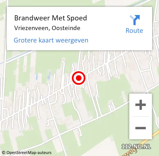 Locatie op kaart van de 112 melding: Brandweer Met Spoed Naar Vriezenveen, Oosteinde op 31 december 2019 13:31