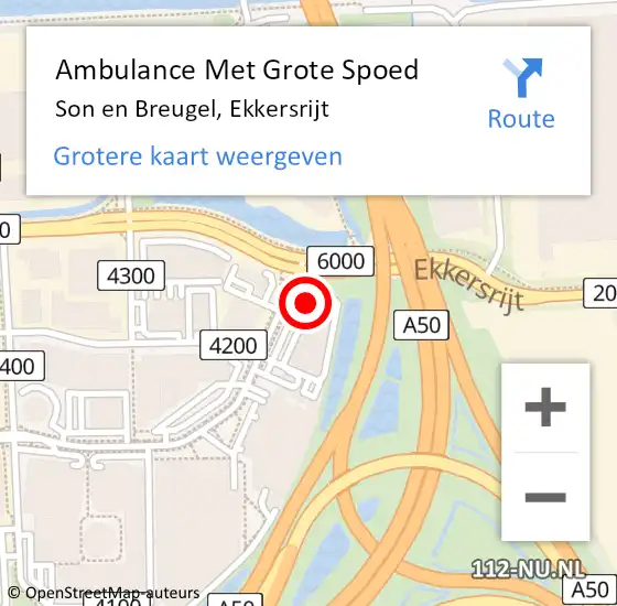 Locatie op kaart van de 112 melding: Ambulance Met Grote Spoed Naar Son en Breugel, Ekkersrijt op 31 december 2019 13:31