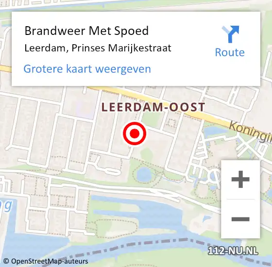 Locatie op kaart van de 112 melding: Brandweer Met Spoed Naar Leerdam, Prinses Marijkestraat op 31 december 2019 13:32