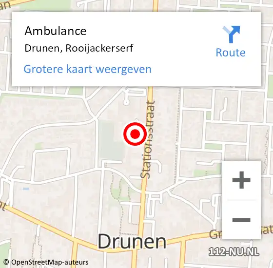 Locatie op kaart van de 112 melding: Ambulance Drunen, Rooijackerserf op 31 december 2019 13:48