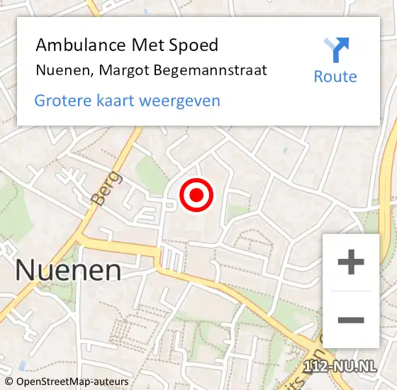 Locatie op kaart van de 112 melding: Ambulance Met Spoed Naar Nuenen, Margot Begemannstraat op 31 december 2019 13:48