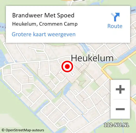 Locatie op kaart van de 112 melding: Brandweer Met Spoed Naar Heukelum, Crommen Camp op 31 december 2019 14:06