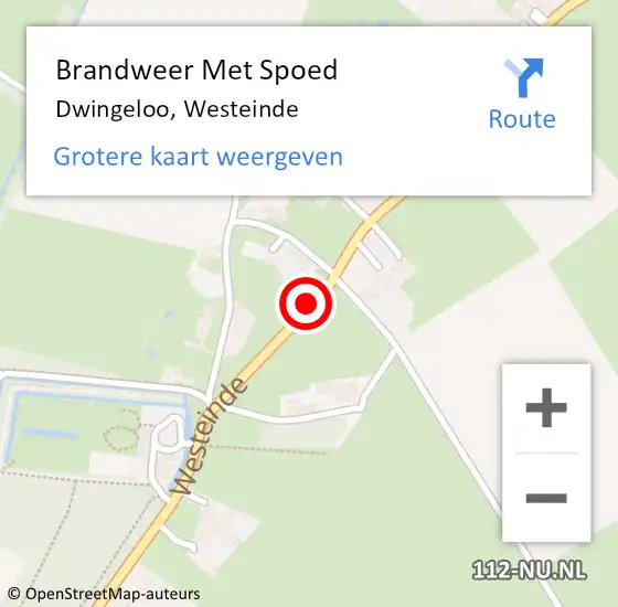 Locatie op kaart van de 112 melding: Brandweer Met Spoed Naar Dwingeloo, Westeinde op 31 december 2019 14:08